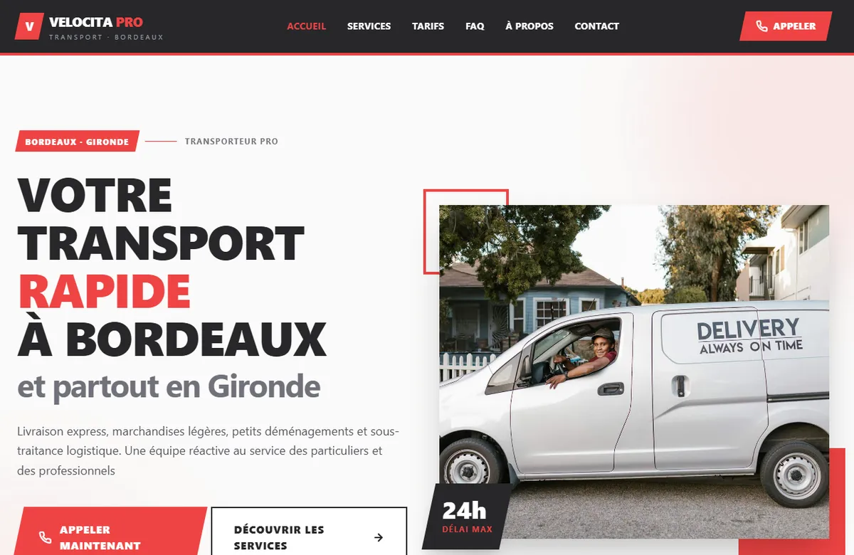 Site web de transport express réalisé par TroisSix