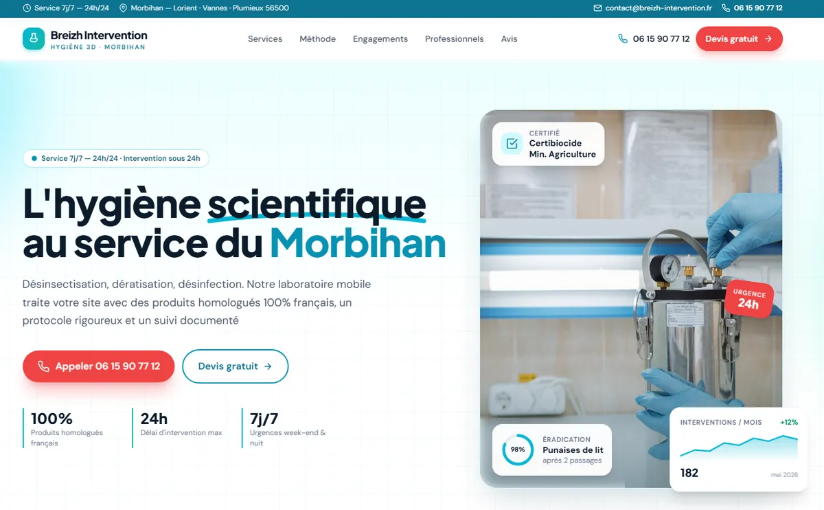 Site web d'hygiène et désinfection réalisé par TroisSix