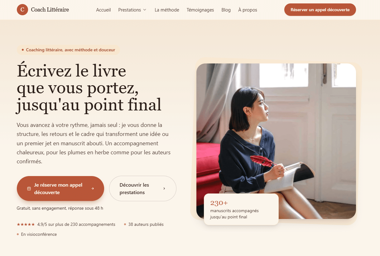 Site de Coach Littéraire, accompagnement à l'écriture et coaching littéraire, conçu par TroisSix